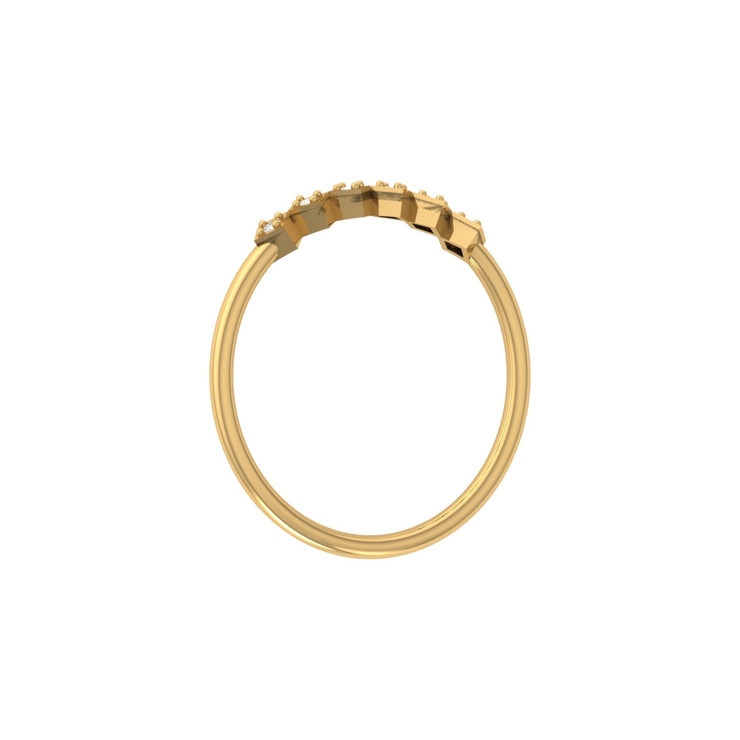 Geometric Diamond Band Ring For Women's Modern Square-Set Round Diamond Ring In 14K Solid Gold