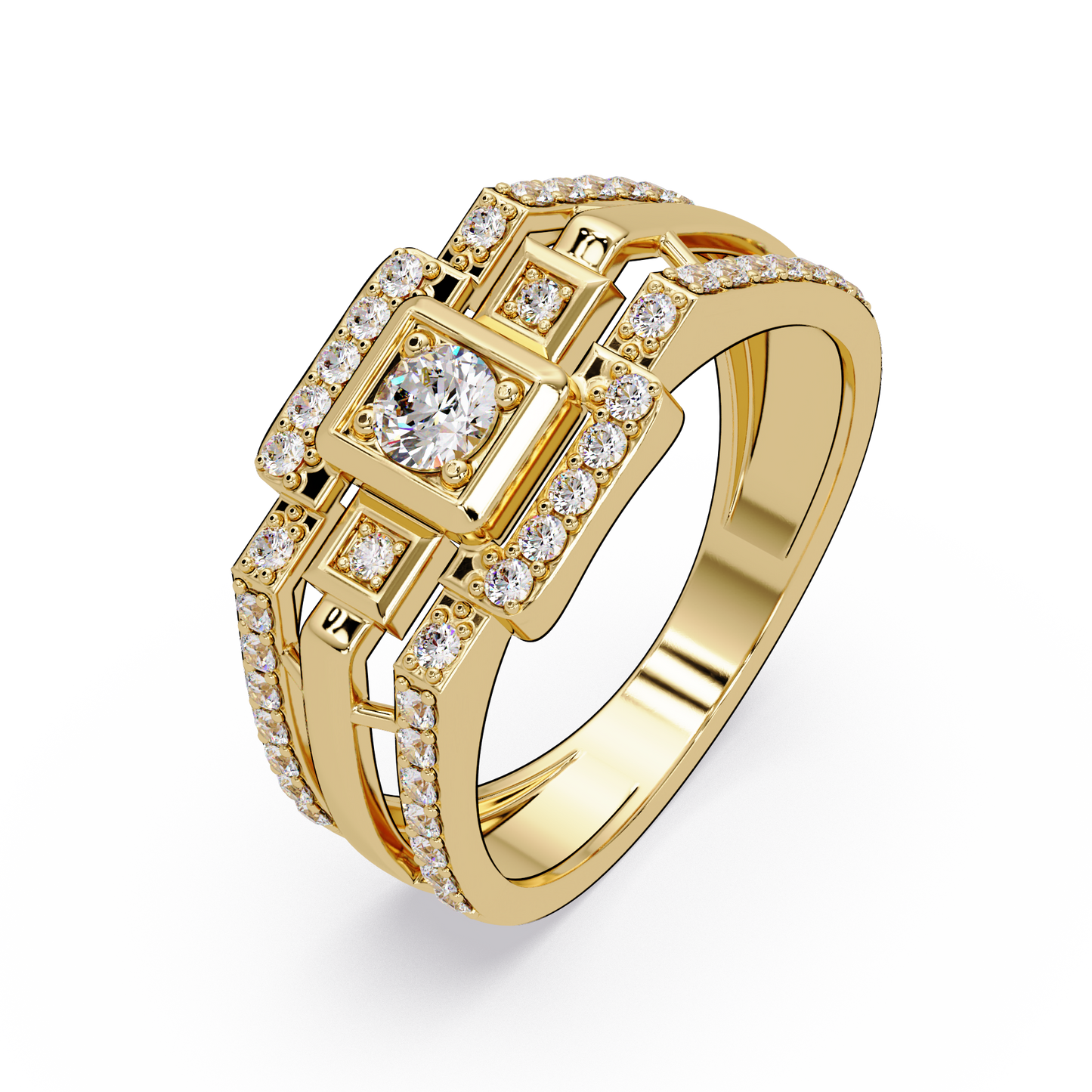 Geometric Lab Grown Diamond Open Band Men's Ring - HIGHCARAT DIAMONDS