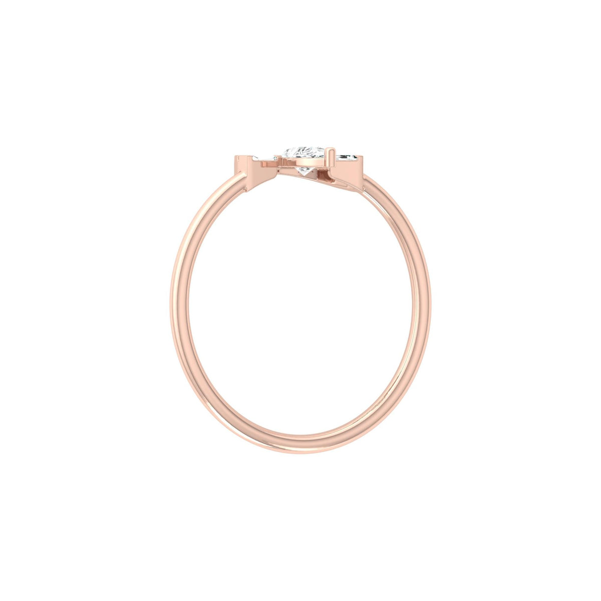 Half Fan Pear and Baguette Diamond Ring - HIGHCARAT DIAMONDS