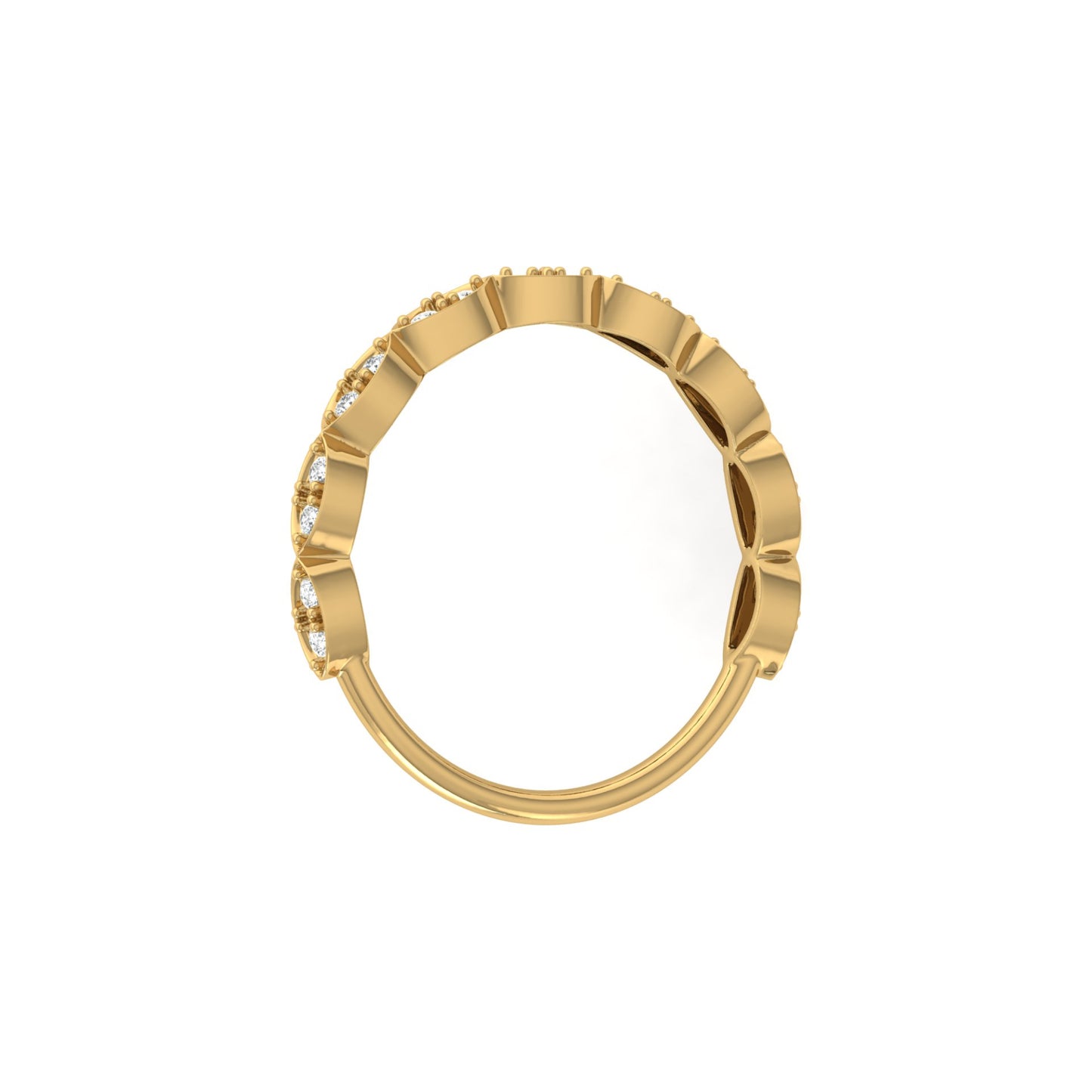 Half Round Eternity Band For Her In 14 KT Gold Stylish And Lightweight Jewelry - HIGHCARAT DIAMONDS