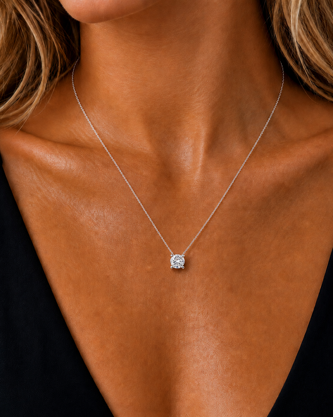 Handcrafted 14K Gold Labgrown Diamond Solitaire Pendant Necklace perfect gift for wife - HIGHCARAT DIAMONDS