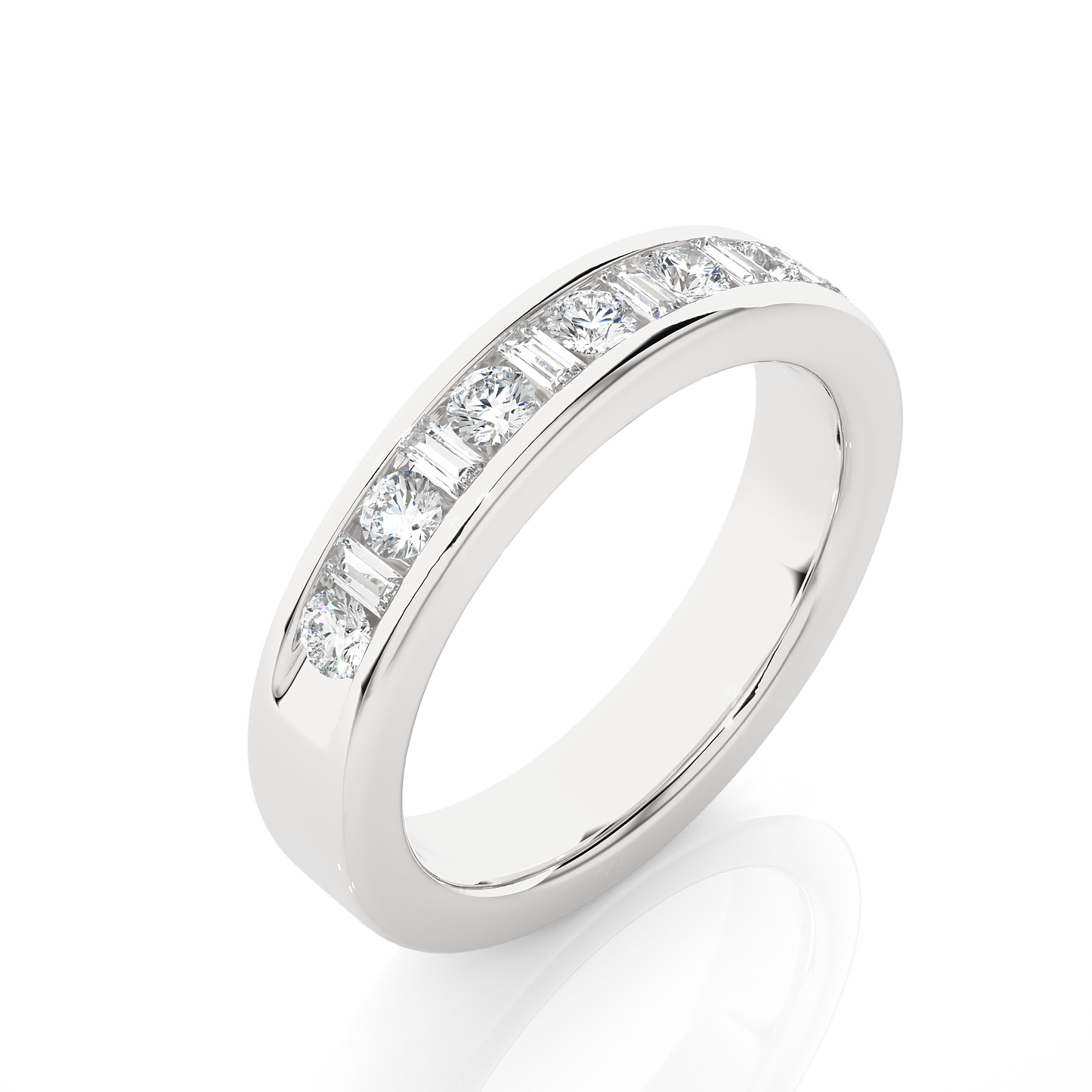 Handcrafted Eternity Band With Baguette And Round Labgrown Diamonds For Special Occasions - HIGHCARAT DIAMONDS