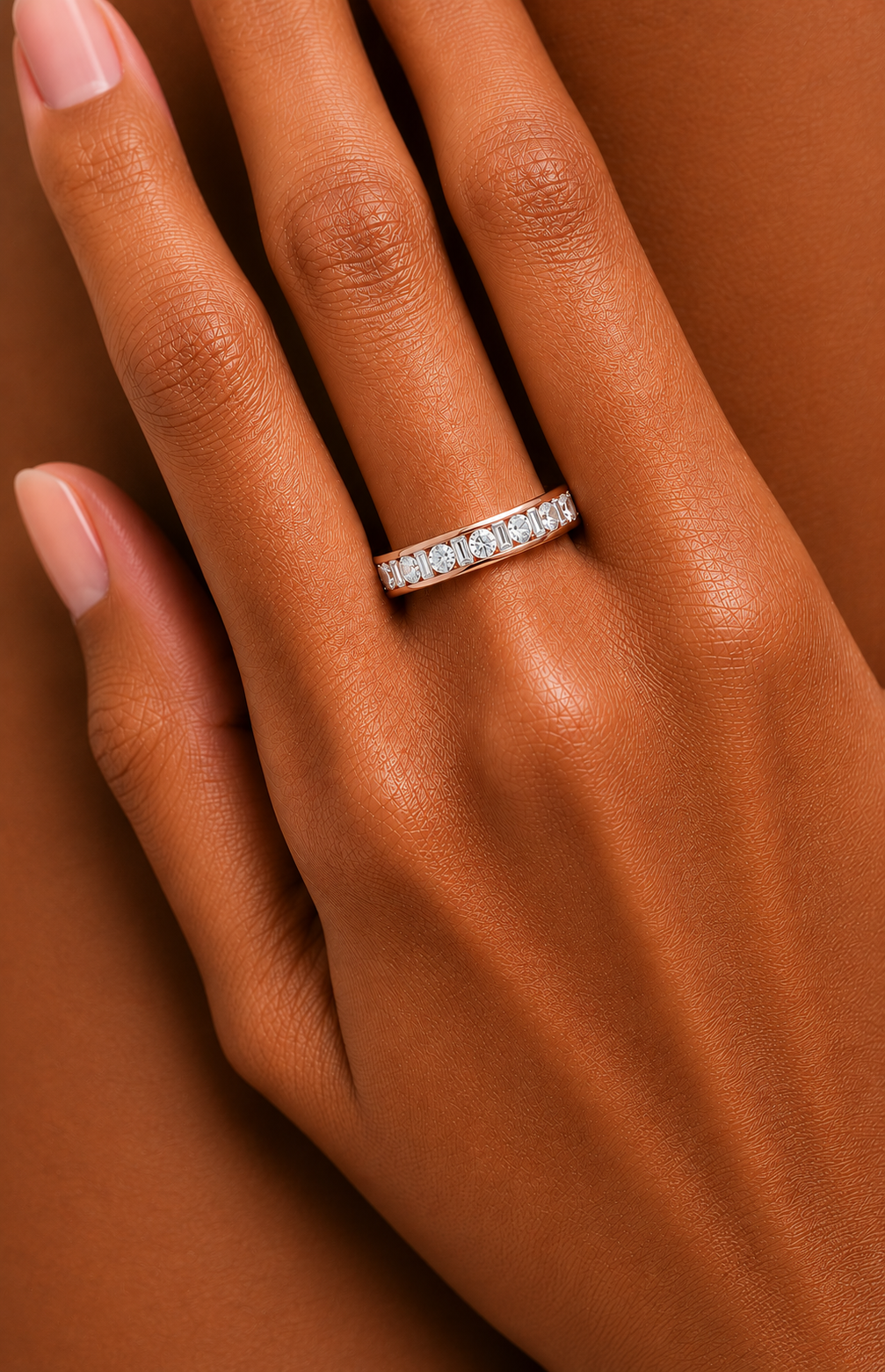 Handcrafted Eternity Band With Baguette And Round Labgrown Diamonds For Special Occasions - HIGHCARAT DIAMONDS