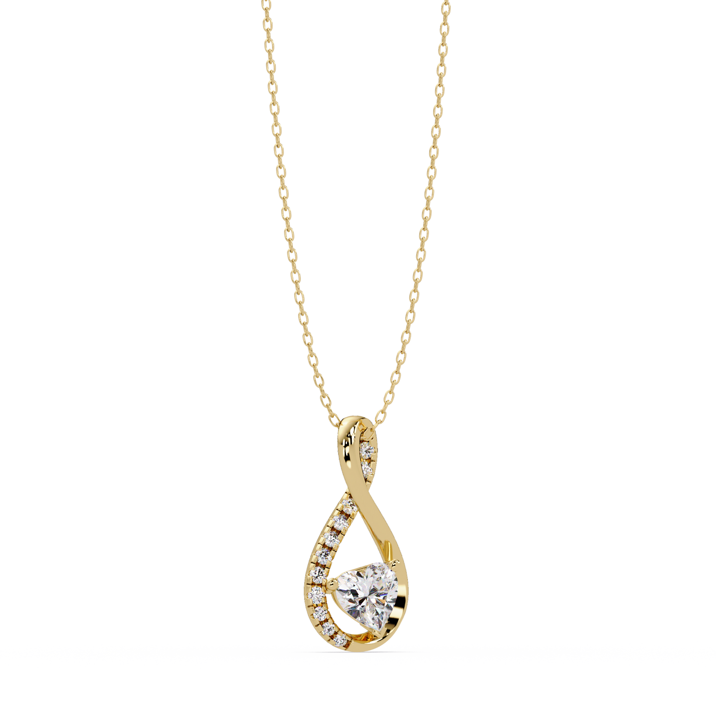 Heart Shape Lab Grown Diamond Twist Drop Pendant - HIGHCARAT DIAMONDS