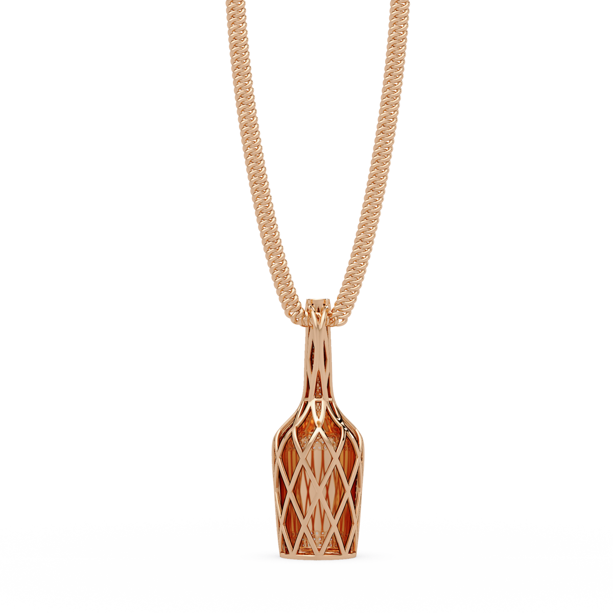 Hennessy Bottle Lab Grown Diamond Pendant Chain - HIGHCARAT DIAMONDS