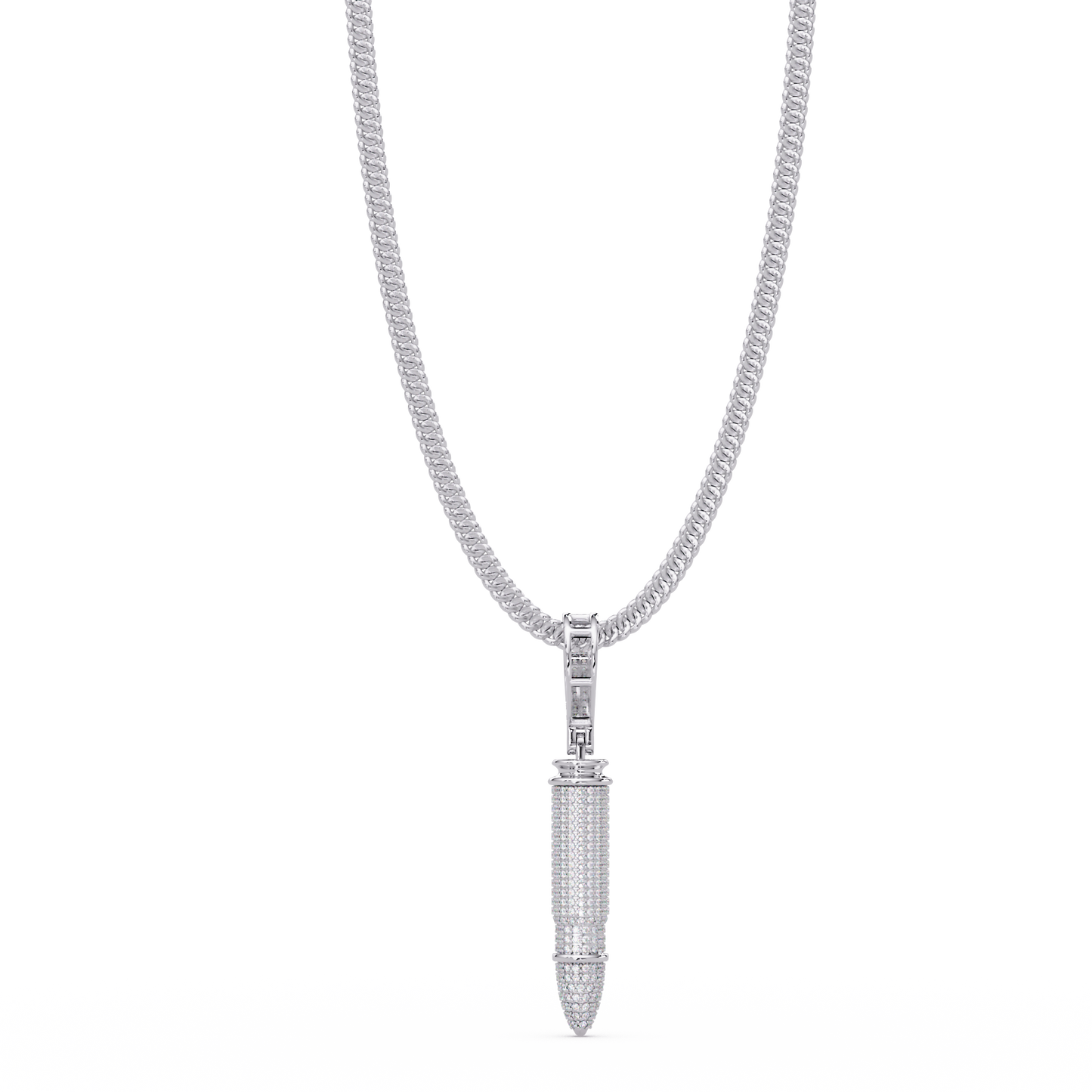 Iced Bullet Lab Grown Diamond Pendant Necklace - HIGHCARAT DIAMONDS