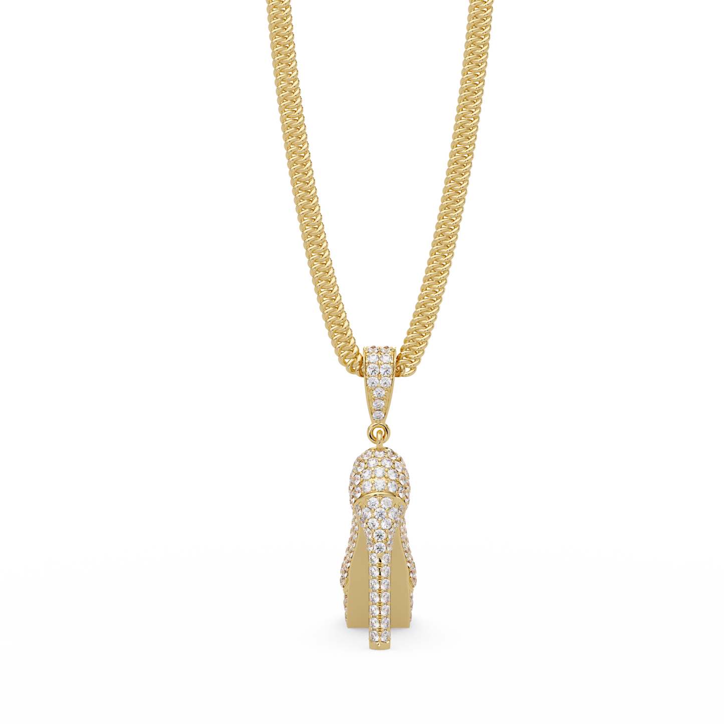 Iced High Heel Shoe Lab Grown Diamond Pendant Necklace - HIGHCARAT DIAMONDS