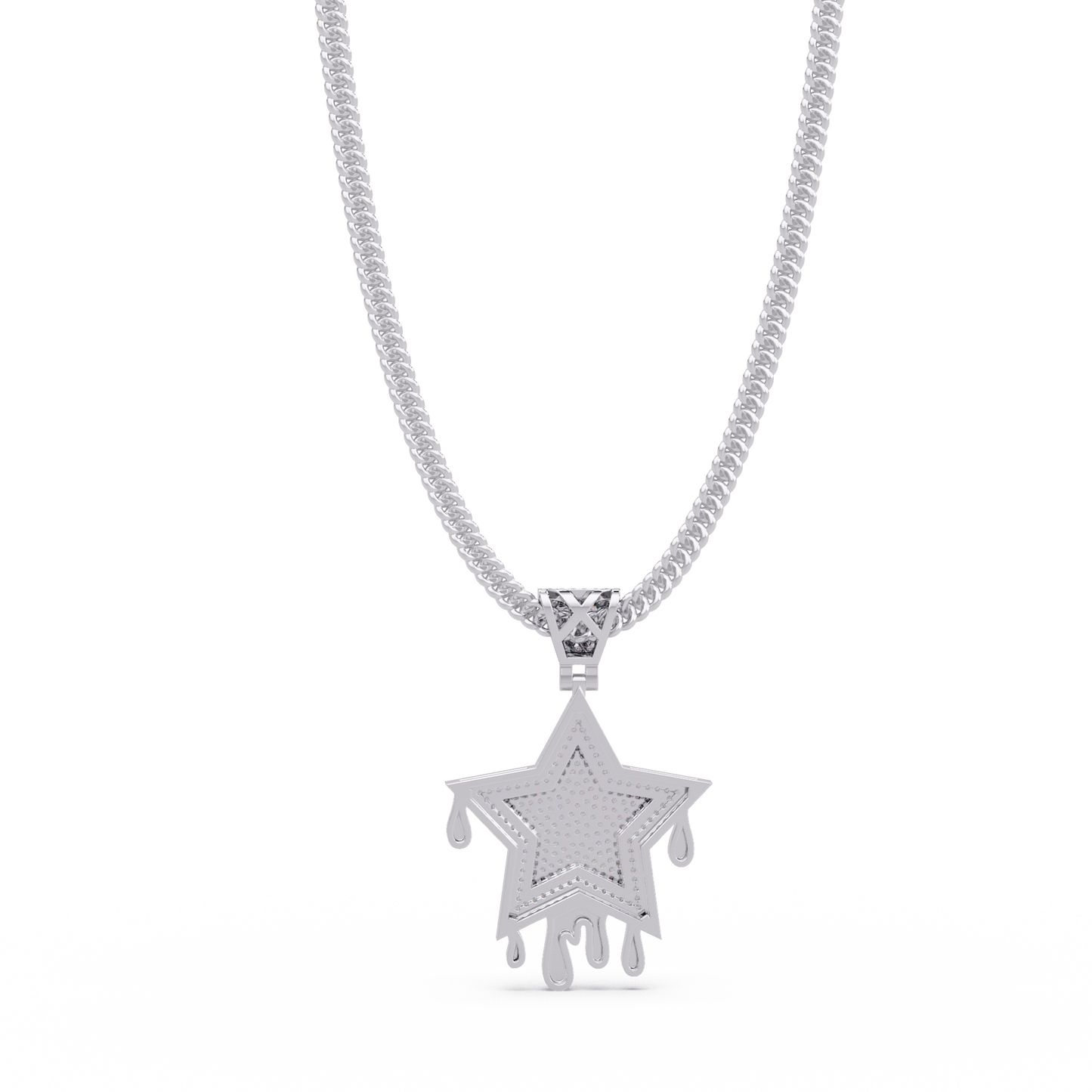 Iced Out Dripping Star Lab grown Diamond Pendant Necklace - HIGHCARAT DIAMONDS