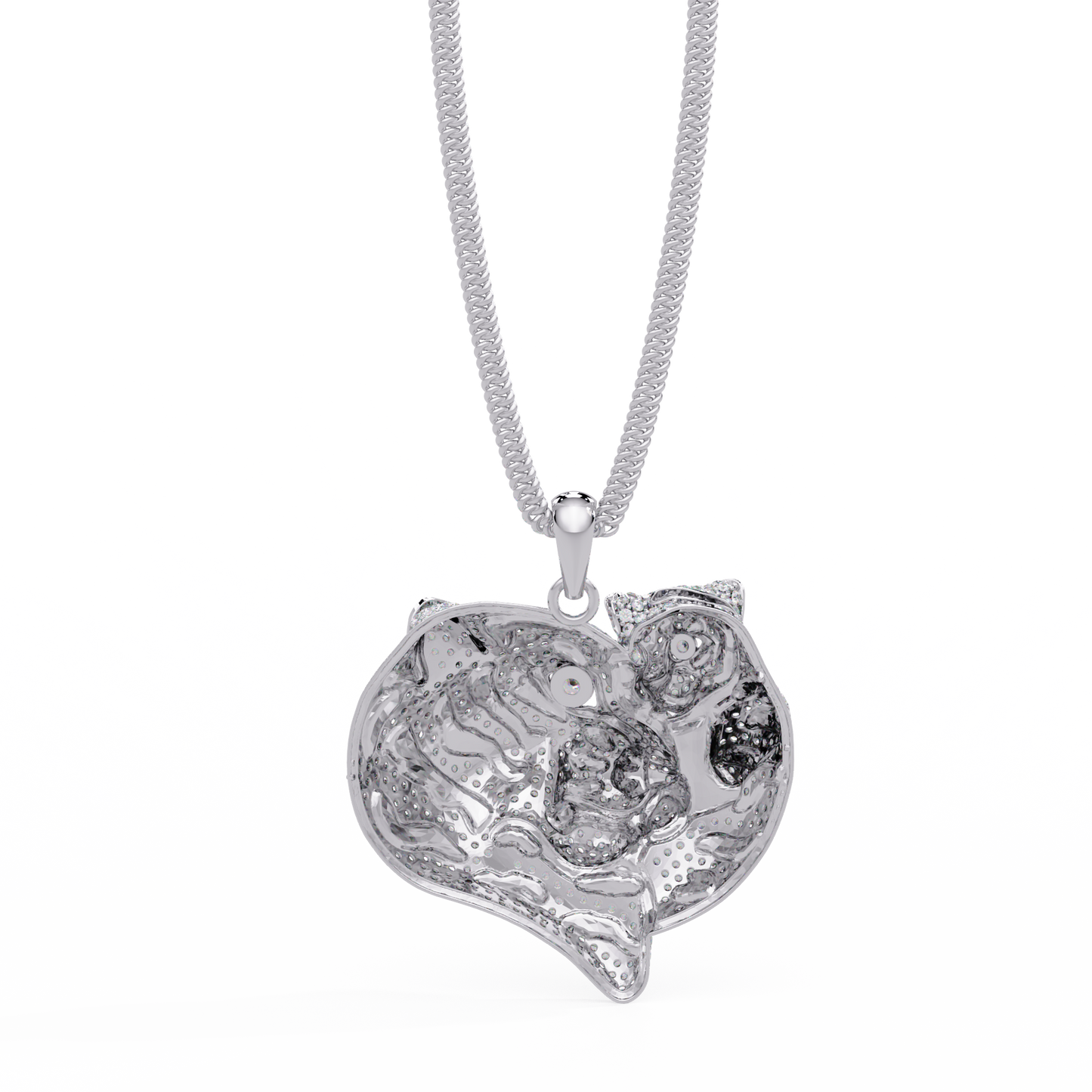 Iced Tiger Face Gold Lab Grown Diamond Pendant - HIGHCARAT DIAMONDS