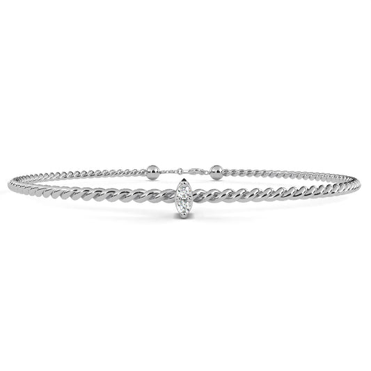 Round Cut White Colorless Diamond Unique Simple Solitaire Stackable Prong Set Every Day Tennis Bracelet For Her