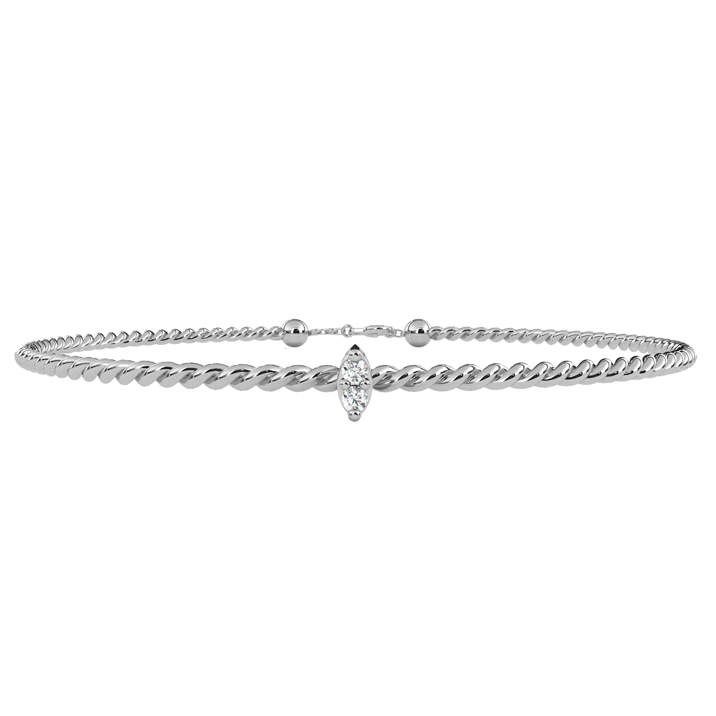 Round Cut White Colorless Diamond Unique Simple Solitaire Stackable Prong Set Every Day Tennis Bracelet For Her