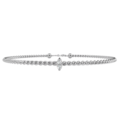 Round Cut White Colorless Diamond Unique Simple Solitaire Stackable Prong Set Every Day Tennis Bracelet For Her