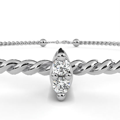Round Cut White Colorless Diamond Unique Simple Solitaire Stackable Prong Set Every Day Tennis Bracelet For Her