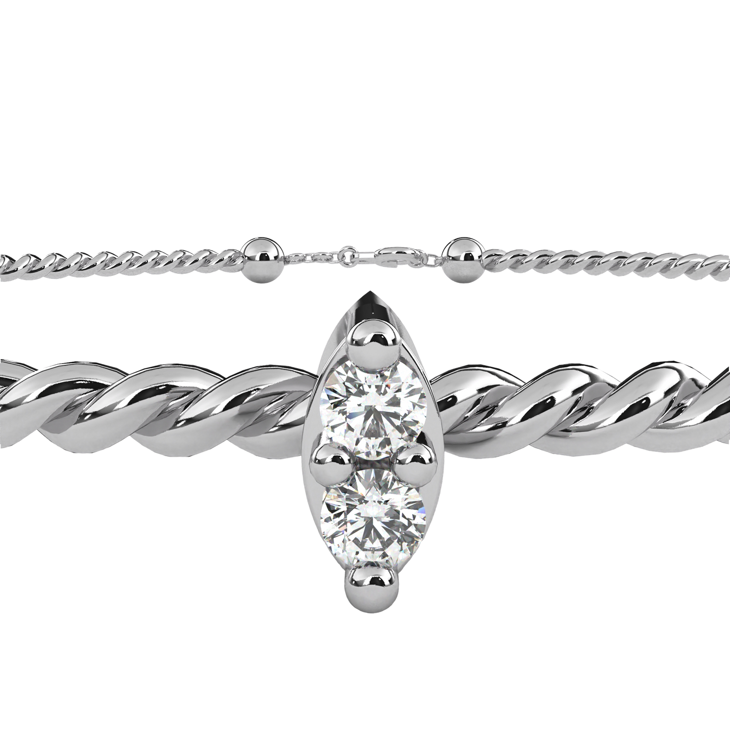 Round Cut White Colorless Diamond Unique Simple Solitaire Stackable Prong Set Every Day Tennis Bracelet For Her