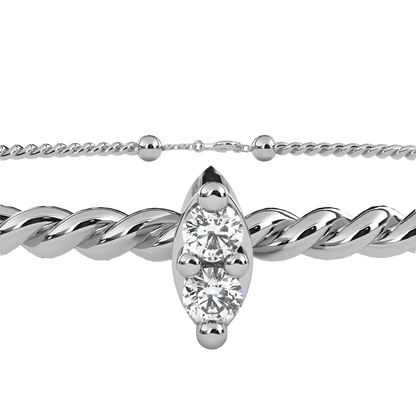 Round Cut White Colorless Diamond Unique Simple Solitaire Stackable Prong Set Every Day Tennis Bracelet For Her