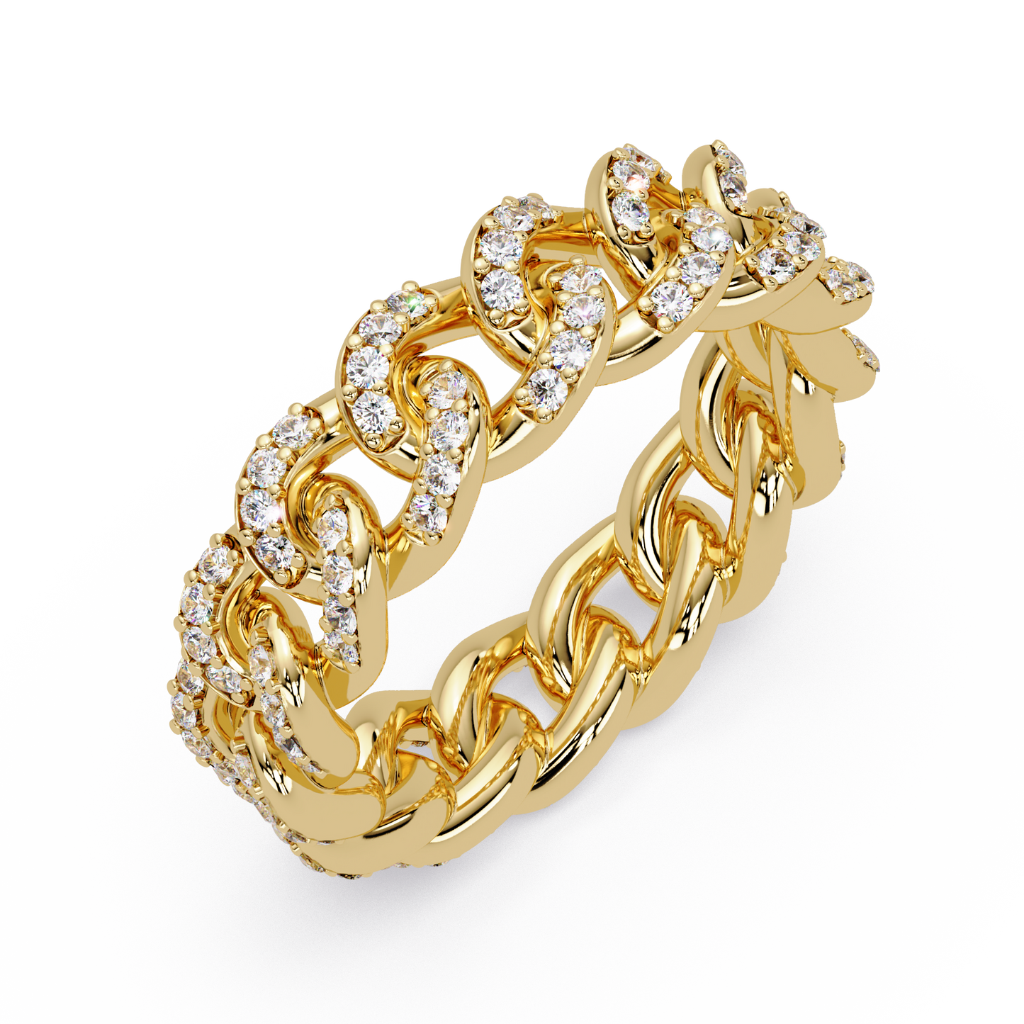 Lab Grown Round Diamond Cuban Link Band Ring - HIGHCARAT DIAMONDS