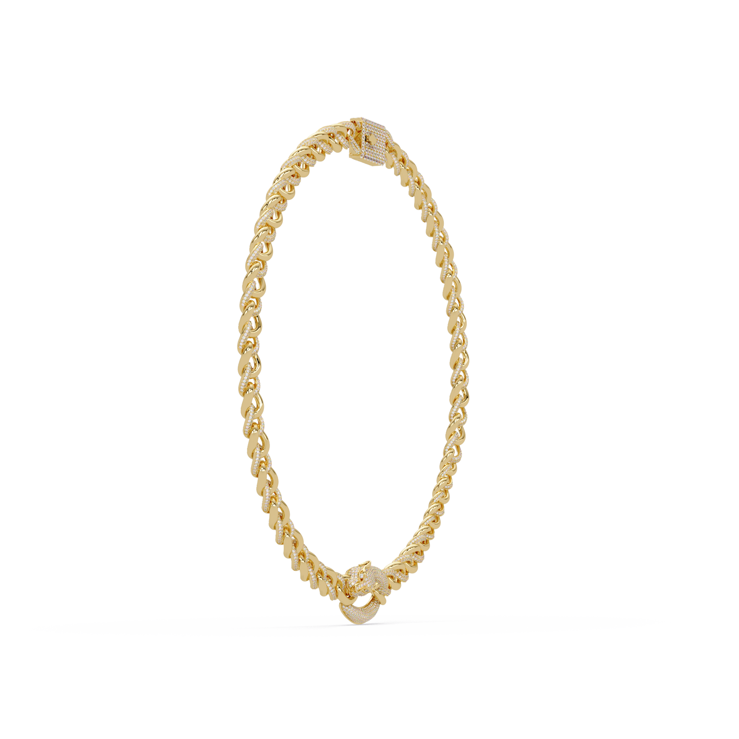 Lab Grown Round Diamond Cuban Link Circle Clasp Necklace - HIGHCARAT DIAMONDS