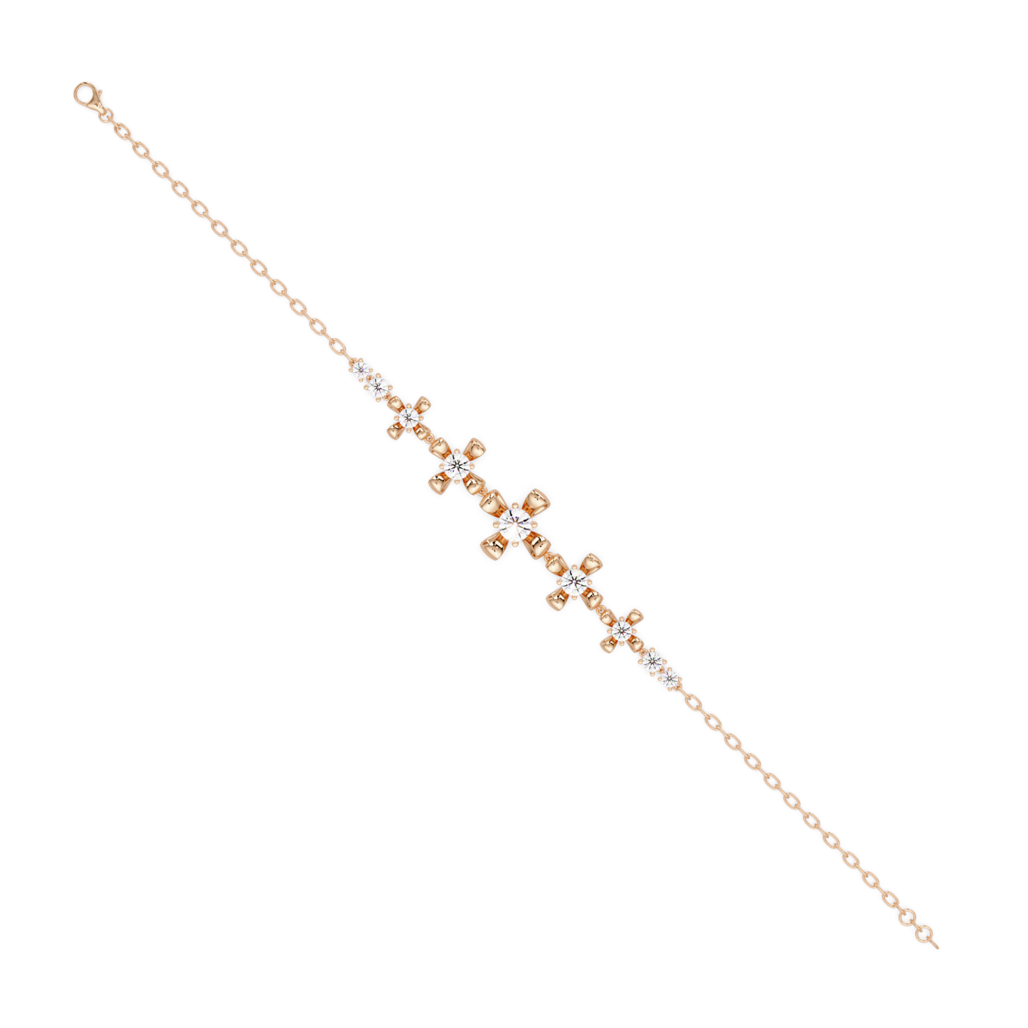 Lab Grown Round Diamond Floral Motif Bracelet - HIGHCARAT DIAMONDS