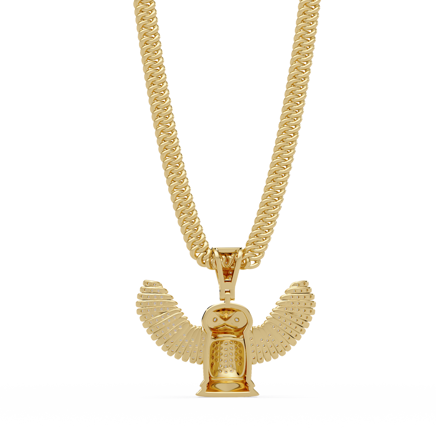 Lab Grown Round Diamond Owl Wing Pendant Chain - HIGHCARAT DIAMONDS