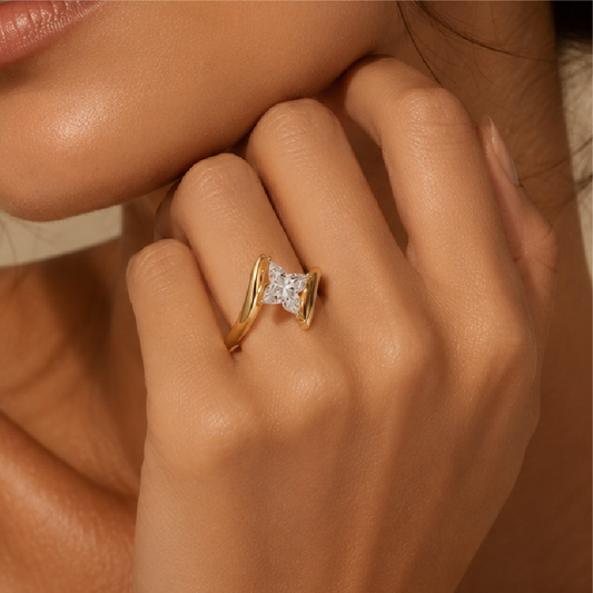 Lily Flower Cut Lab Grown Diamond Bypass Solitaire Ring - HIGHCARAT DIAMONDS