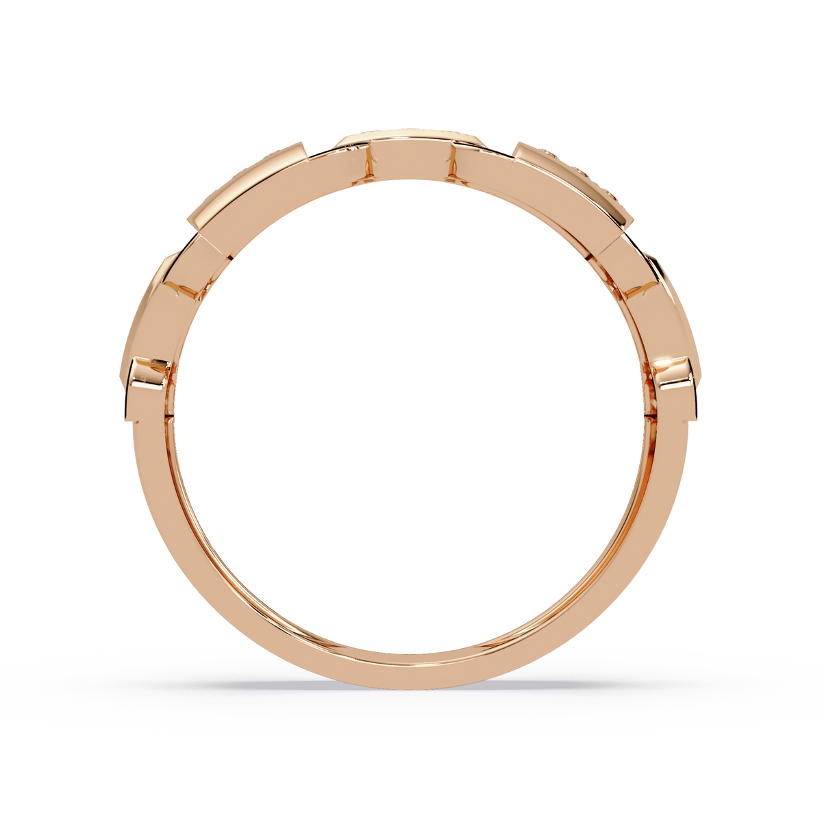 Link Chain Diamond Square Center Ring - HIGHCARAT DIAMONDS