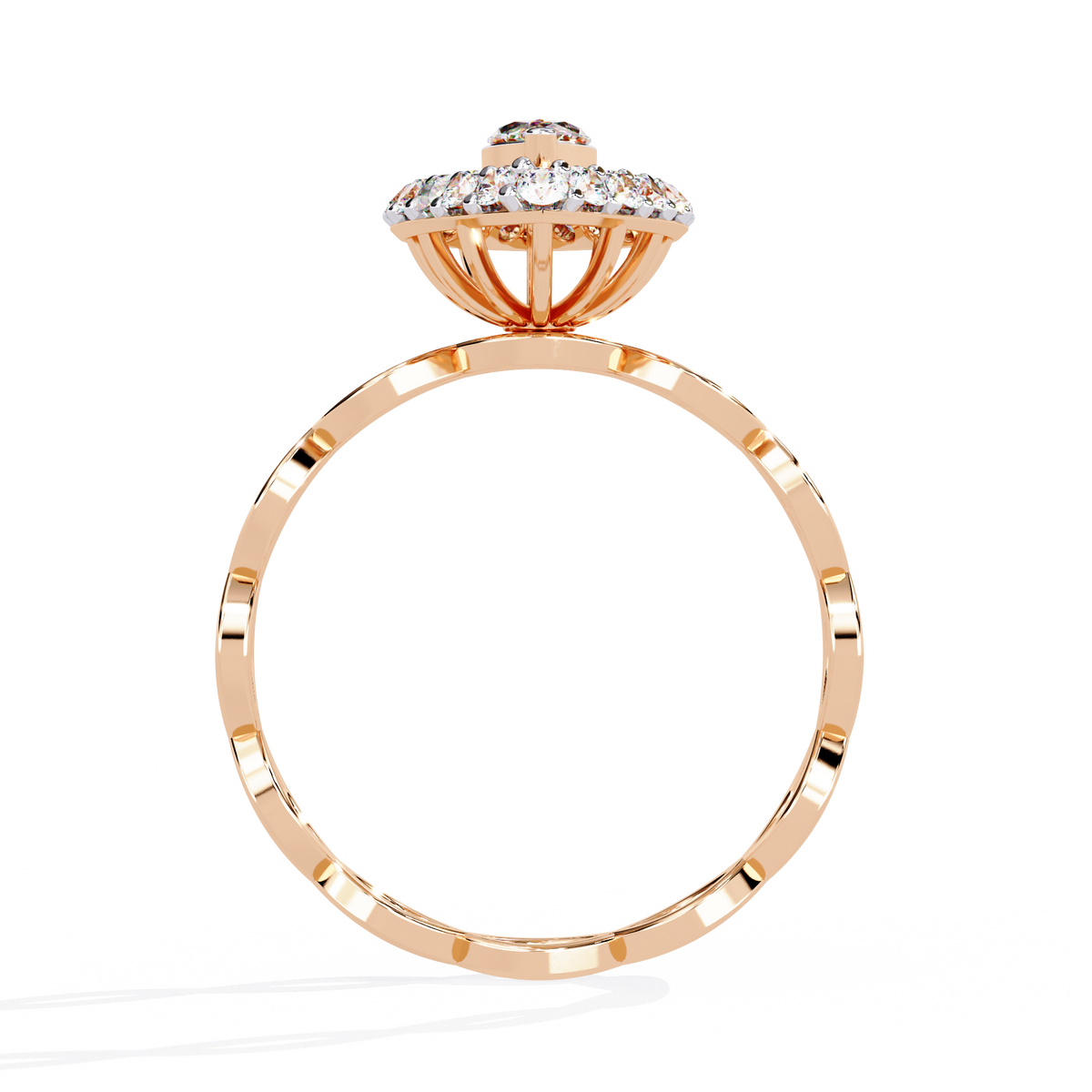 Marquise And Round Cut Top Grade Lab Grown Diamond Hidden Halo Delicate Annivrasry Ring Gift For Her - HIGHCARAT DIAMONDS