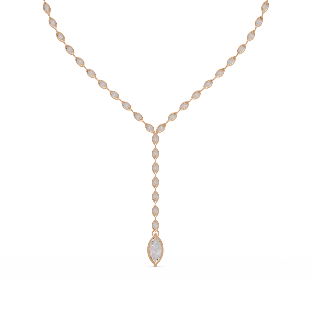 Marquise Cut Bezel Set Lab Grown Diamond Tennis Necklace - HIGHCARAT DIAMONDS