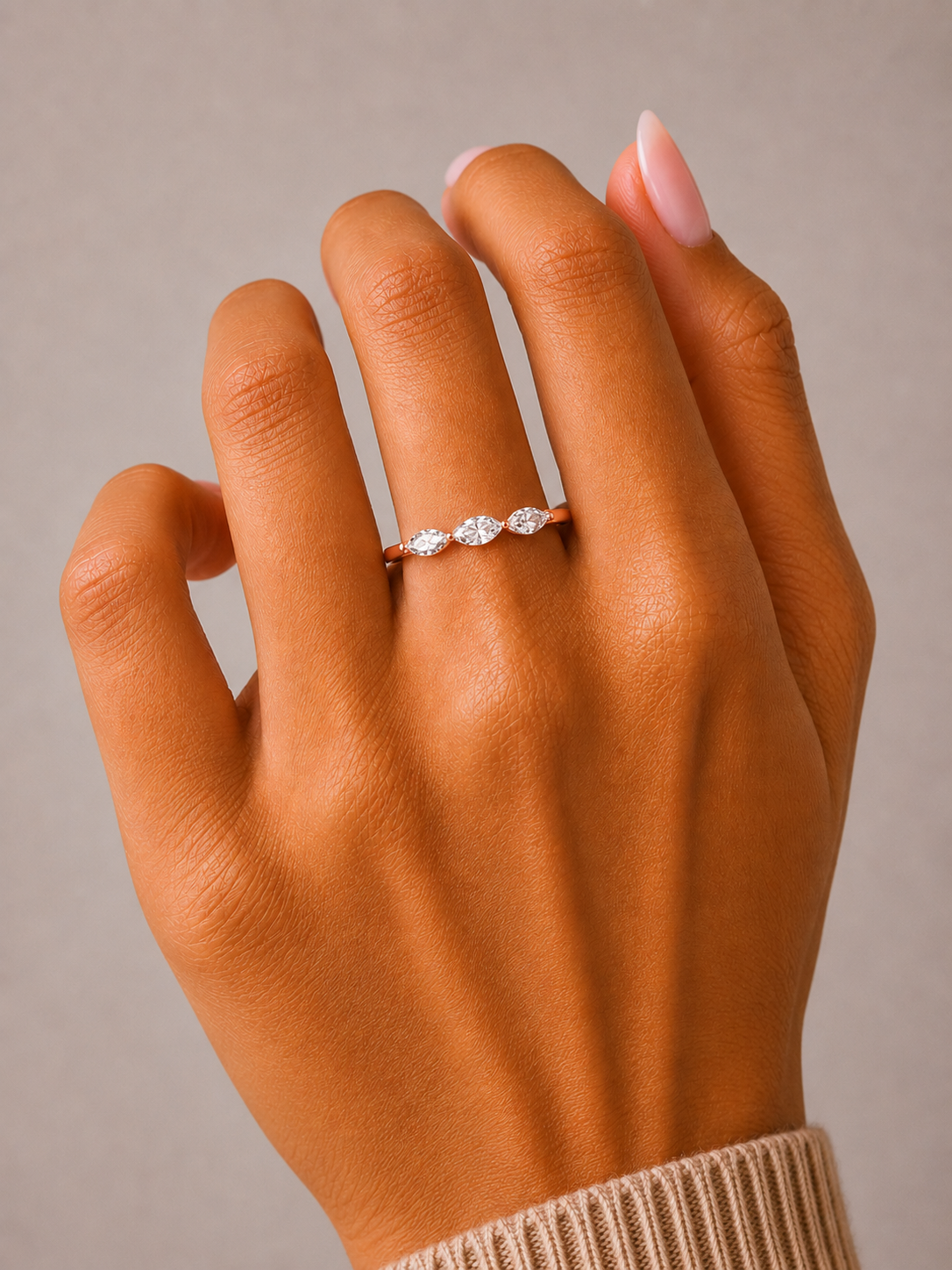 Marquise Diamond Band Ring For Her In 14 KT Gold Elegant Style For Everyday Use - HIGHCARAT DIAMONDS