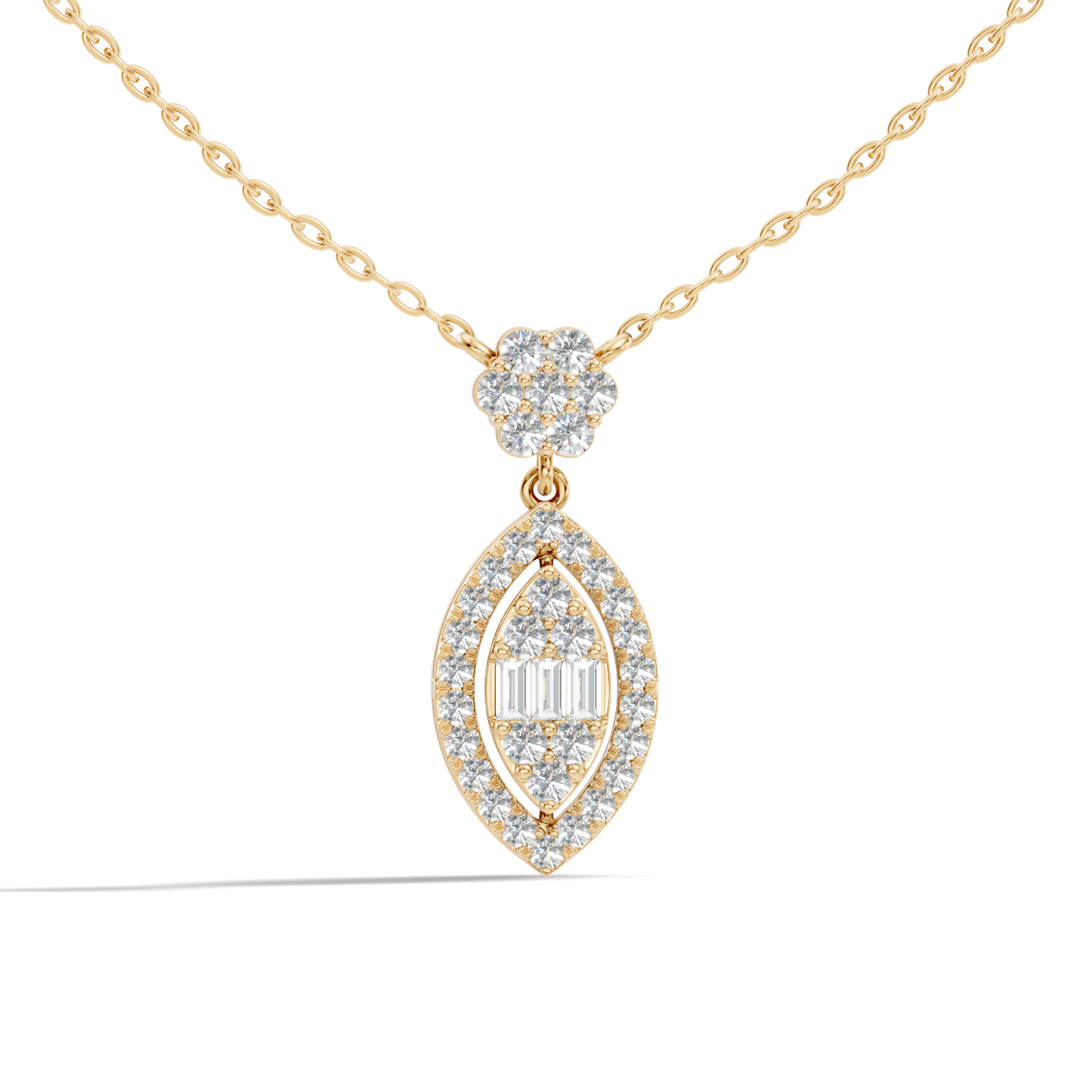 14K Solid Gold Pendant With 0.98 CT Lab-Grown baguette Or Round Diamond Minimalist Jewelry - HIGHCARAT DIAMONDS