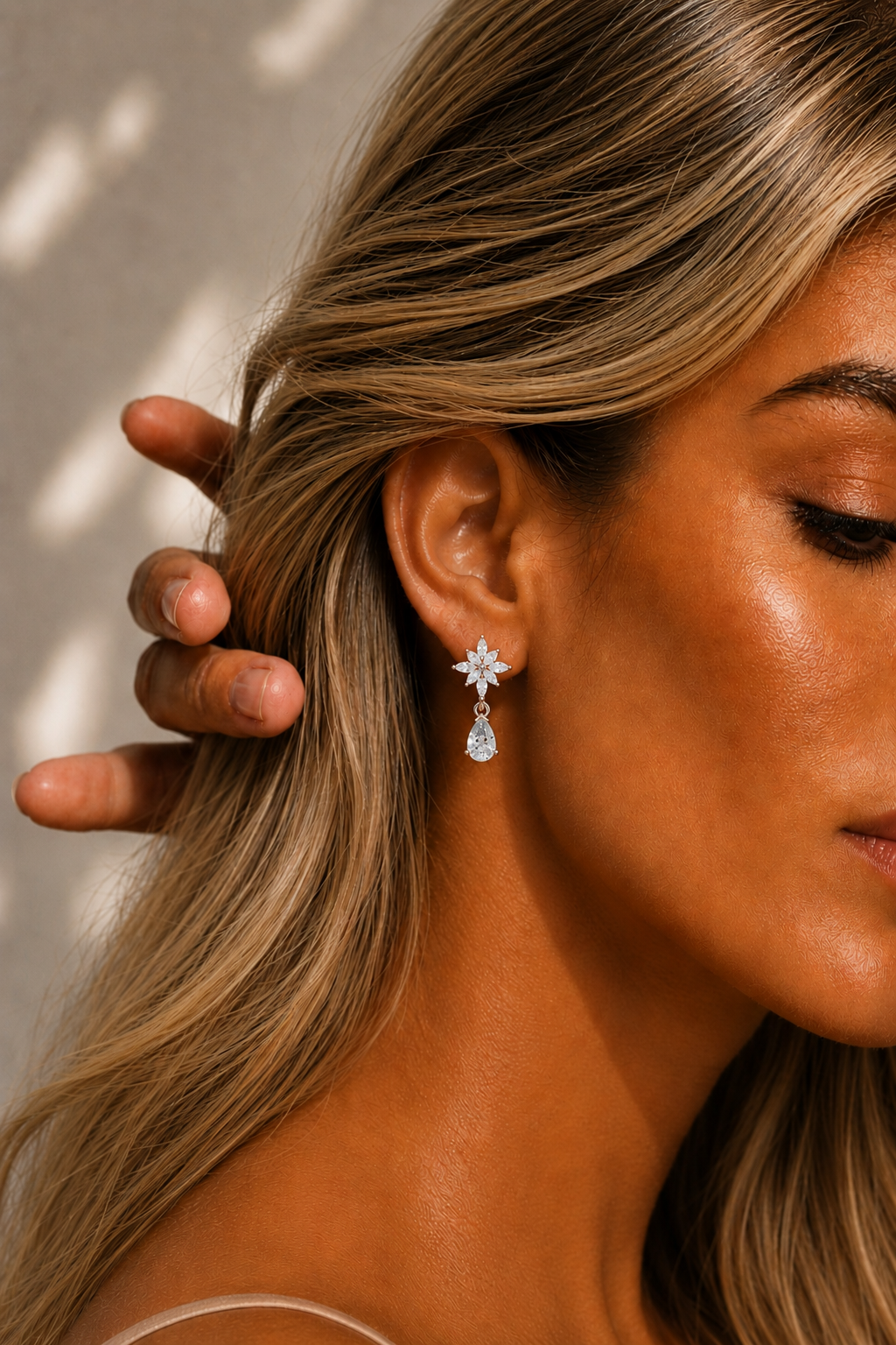 Marquise and Pear Lab Grown Diamond Rose Gold Drop Earring - HIGHCARAT DIAMONDS