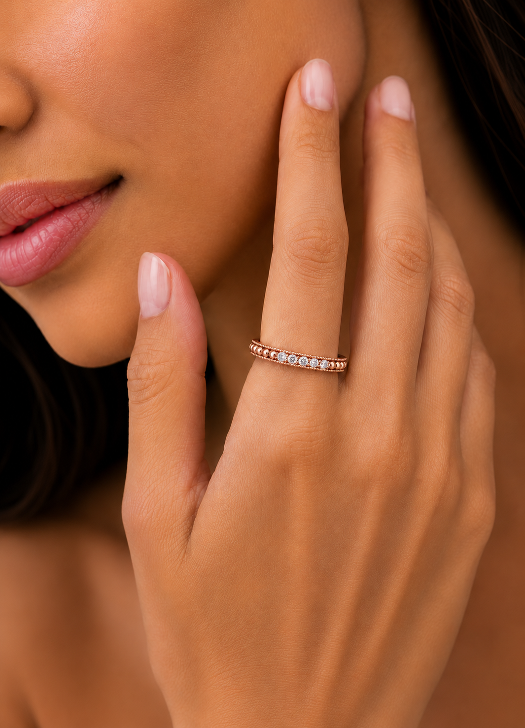 Minimalist Round Shaped Diamond Wedding Band Ring In 18K Solid Gold For Women's - HIGHCARAT DIAMONDS