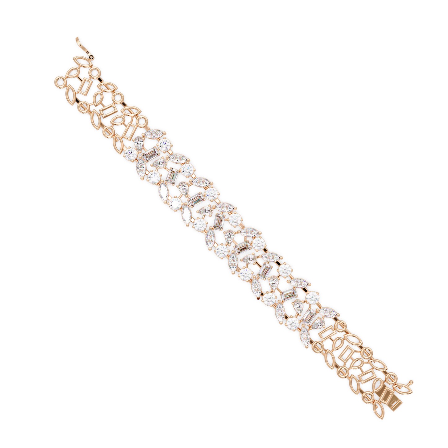 Mixed Shape Lab grown Diamond Wide Bracelet - HIGHCARAT DIAMONDS