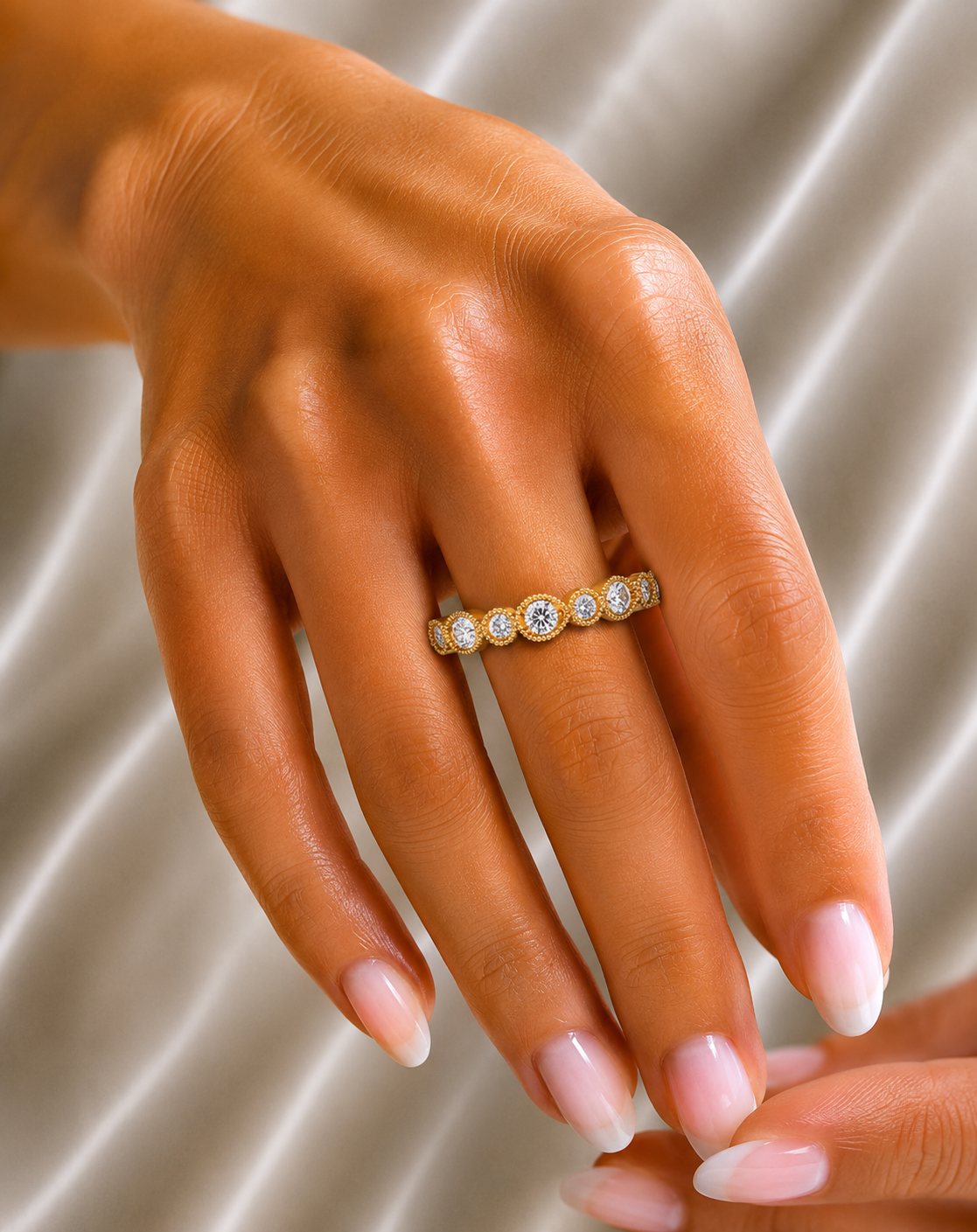 Mom's Dainty Diamond Wedding Band 14k Gold Stackable Ring Minimalist Jewelry Gift - HIGHCARAT DIAMONDS