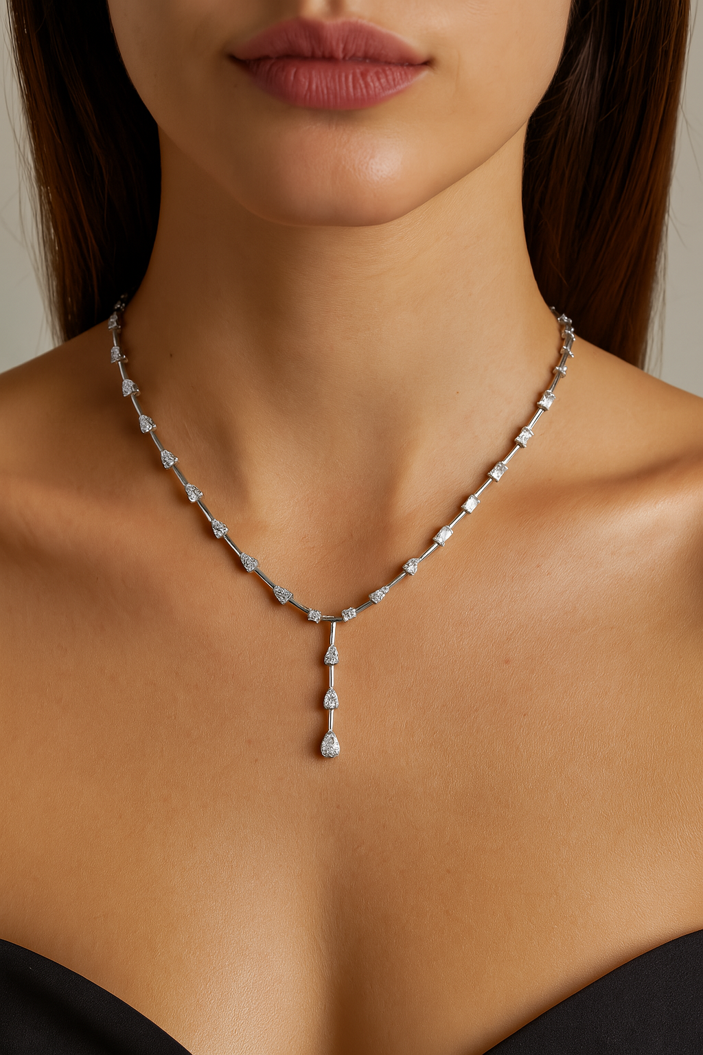 Multiple Shape Lab-Grown Diamond Drops Gold Tennis Necklace - HIGHCARAT DIAMONDS