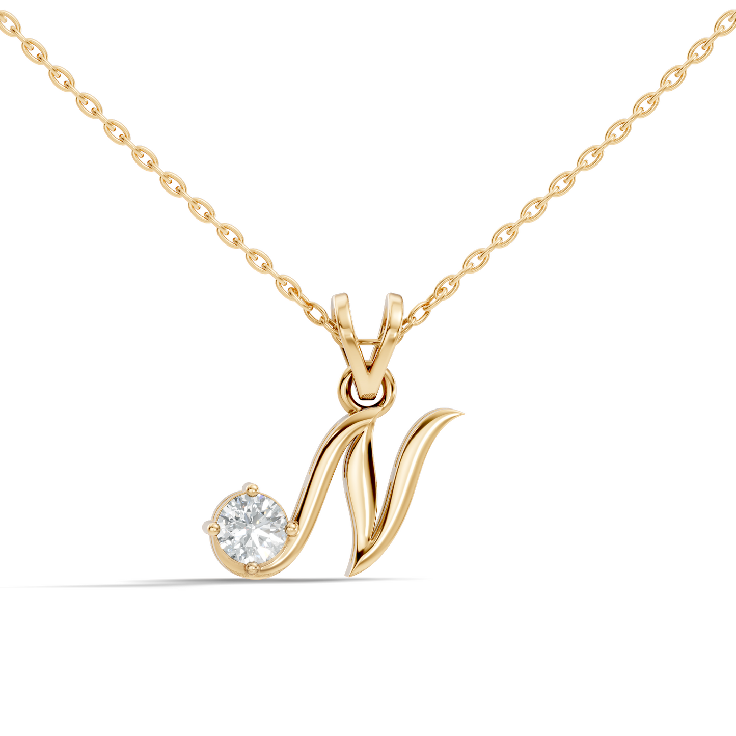 Round Shape Lab Grown Diamond 14k Solid Rose Gold Diamond Pendant For Occasionally Wear - HIGHCARAT DIAMONDS