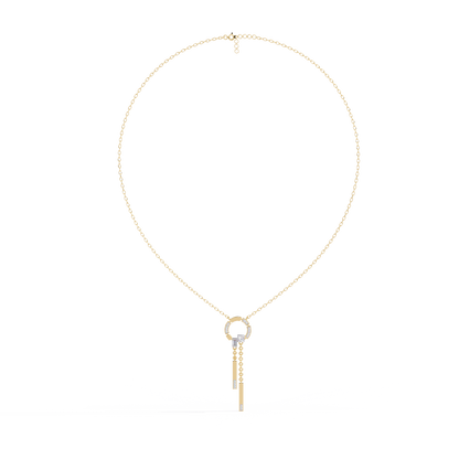 Baguette, Princess and Round 14K Solid Rose Gold Natural Cut Diamond Bezel Set Antique Necklace Gifted for Women's