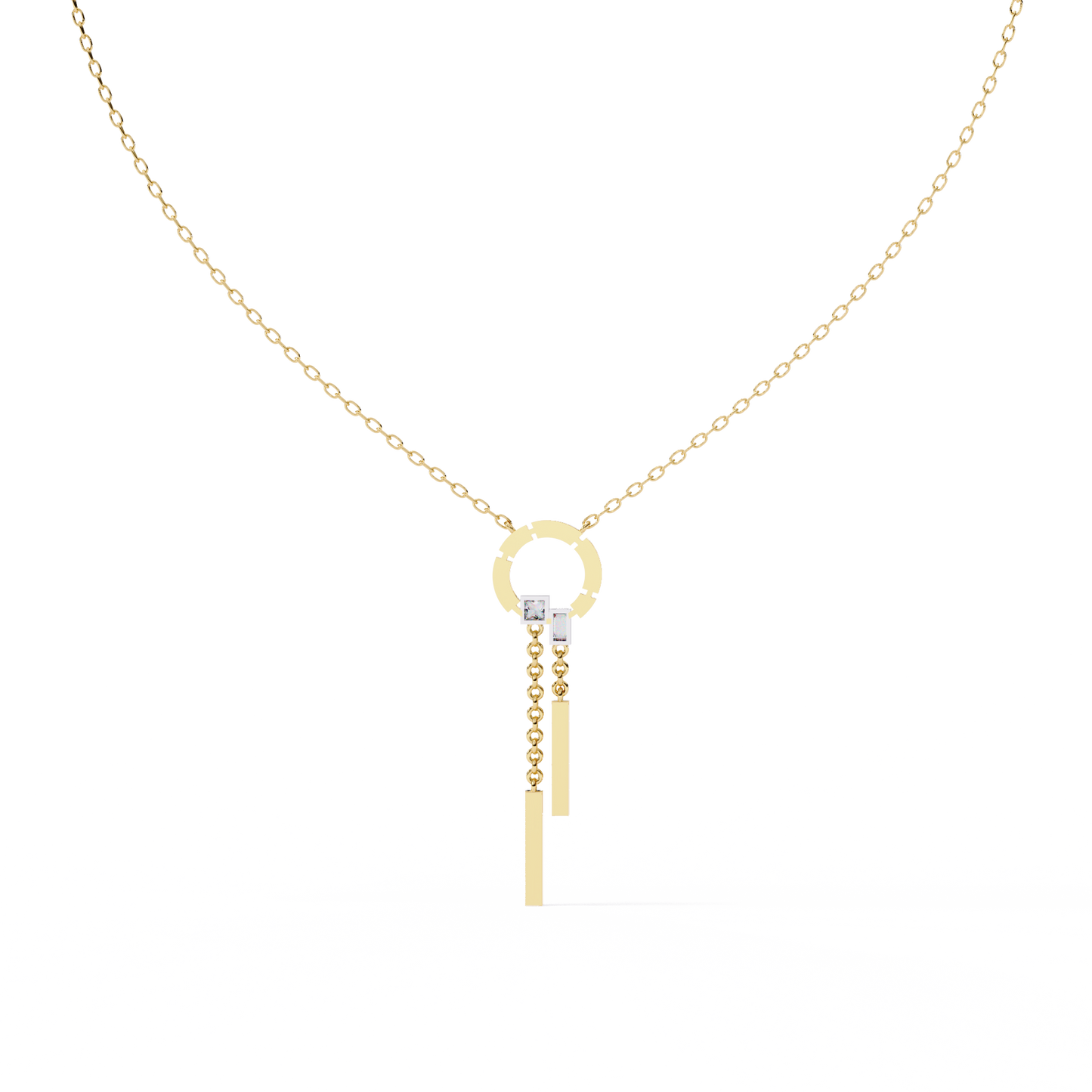 Baguette, Princess and Round 14K Solid Rose Gold Natural Cut Diamond Bezel Set Antique Necklace Gifted for Women's