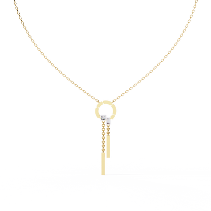 Baguette, Princess and Round 14K Solid Rose Gold Natural Cut Diamond Bezel Set Antique Necklace Gifted for Women's