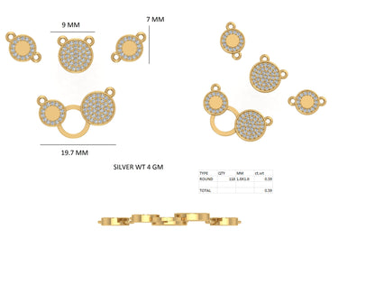 Circle Shape 14k Solid Gold  Round Cut Natural And Lab Grown  Unique  Cluster Women Necklace