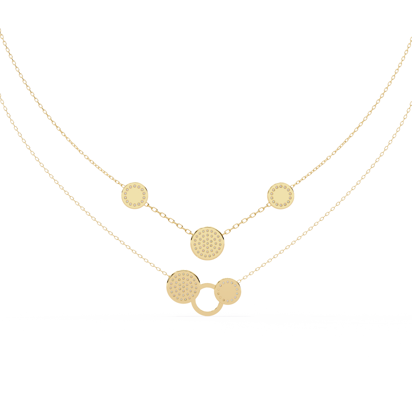 Circle Shape 14k Solid Gold Round Cut Natural And Lab Grown Diamond Unique Cluster Women Necklace For Her