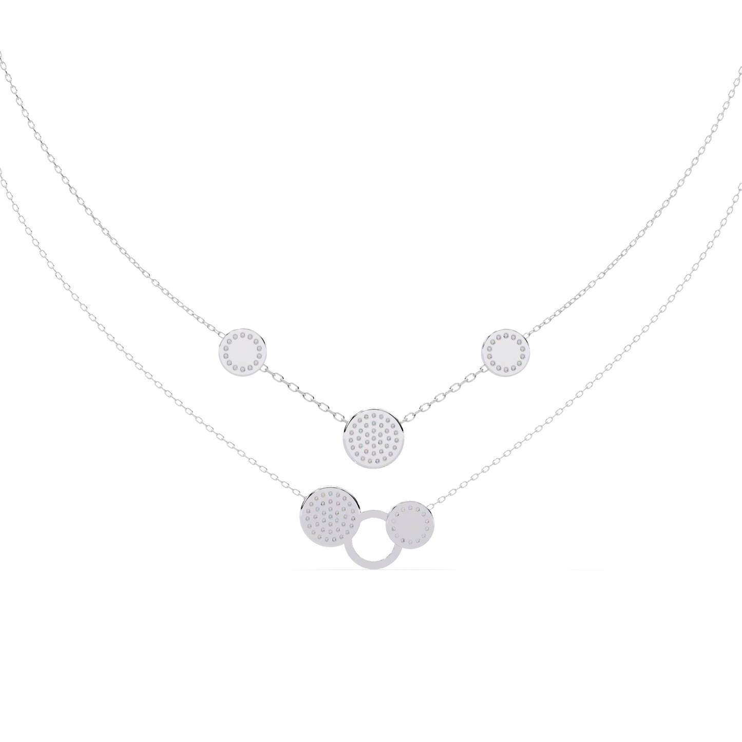 Circle Shape 14k Solid Gold Round Cut Natural And Lab Grown Diamond Unique Cluster Women Necklace For Her