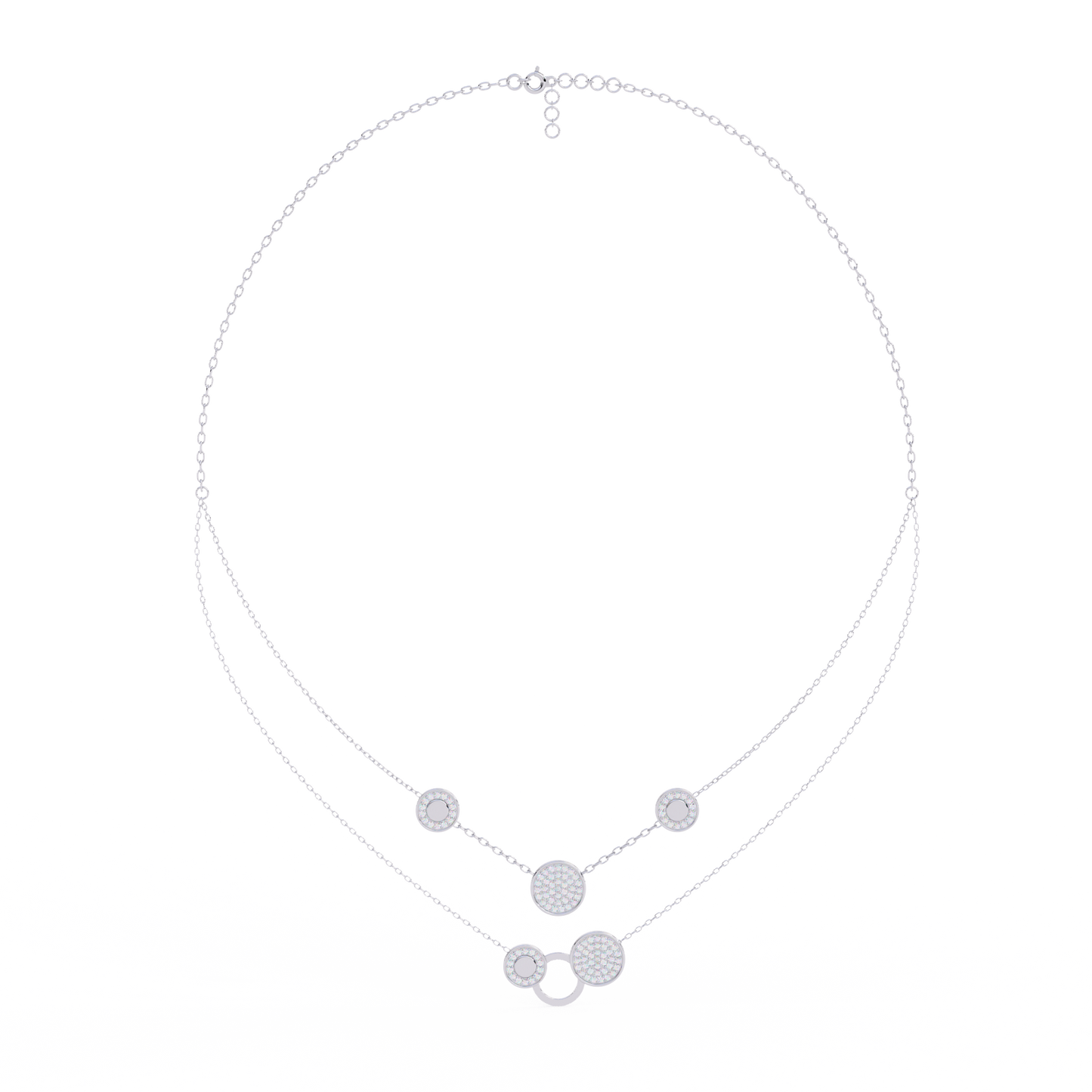 Circle Shape 14k Solid Gold Round Cut Natural And Lab Grown Diamond Unique Cluster Women Necklace For Her