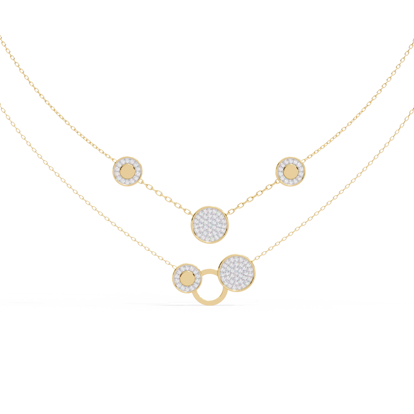Circle Shape 14k Solid Gold Round Cut Natural And Lab Grown Diamond Unique Cluster Women Necklace For Her