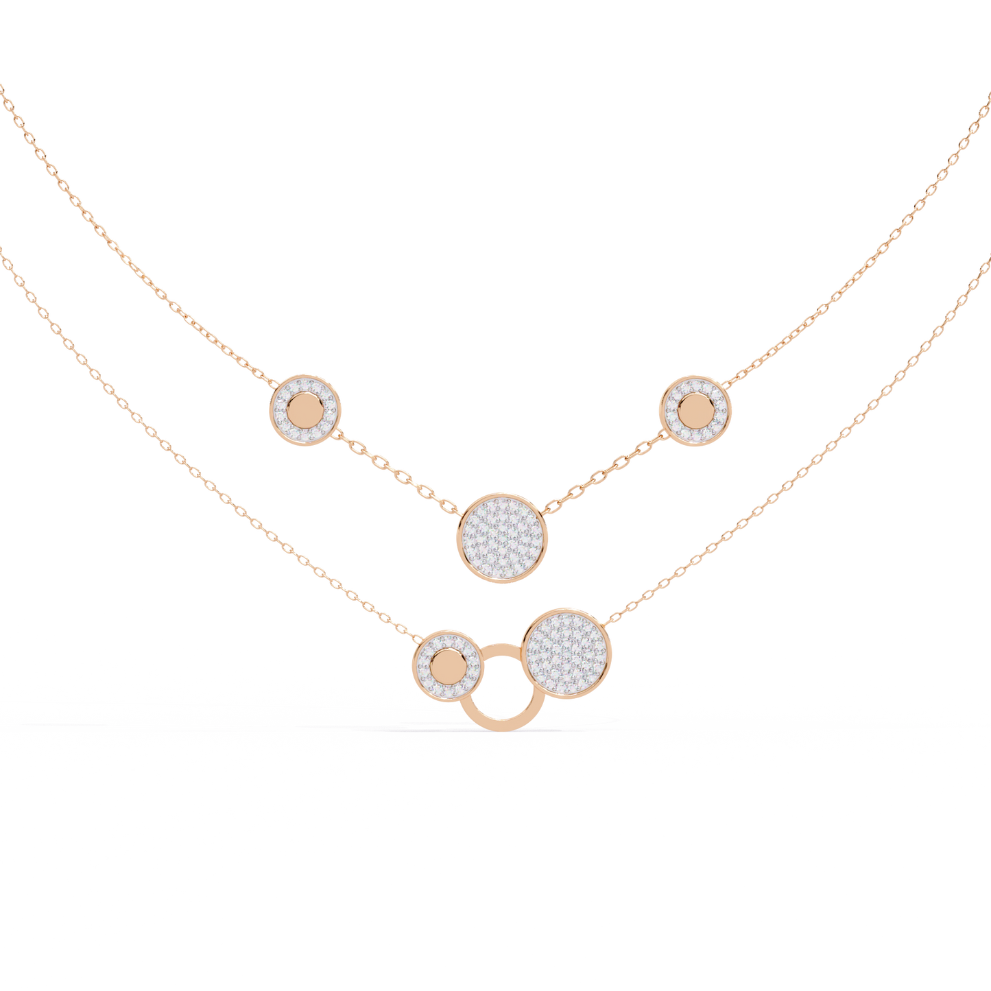 Circle Shape 14k Solid Gold Round Cut Natural And Lab Grown Diamond Unique Cluster Women Necklace For Her