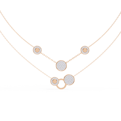 Circle Shape 14k Solid Gold  Round Cut Natural And Lab Grown  Unique  Cluster Women Necklace