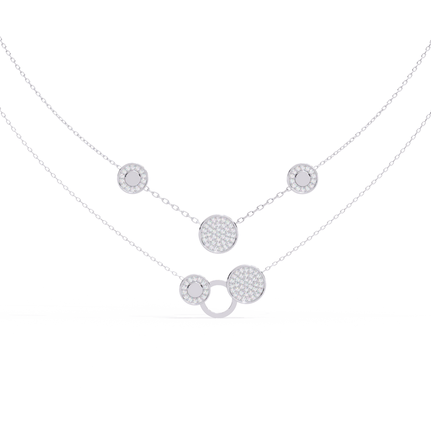 Circle Shape 14k Solid Gold Round Cut Natural And Lab Grown Diamond Unique Cluster Women Necklace For Her