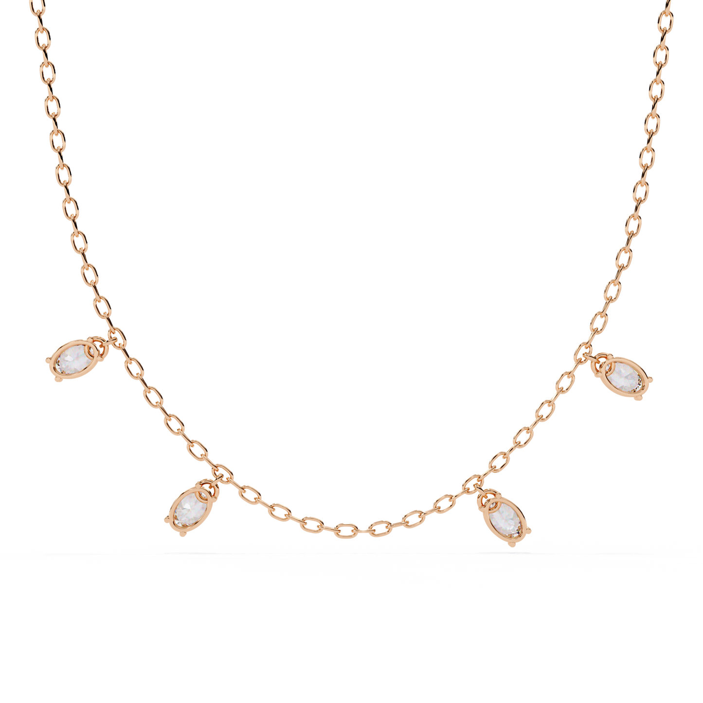 1.45 Carat Oval Cut Lab Grown Diamond 10K Solid Rose Gold Unique Vintage Party Wear Necklace Gift for Her Birthday