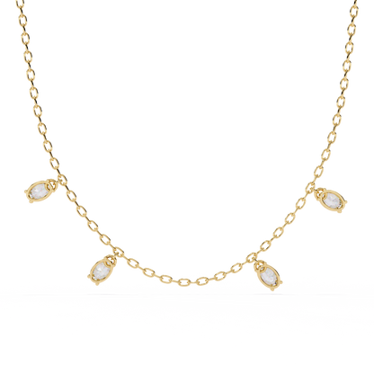1.45 Carat Oval Cut Lab Grown Diamond 10K Solid Rose Gold Unique Vintage Party Wear Necklace Gift for Her Birthday