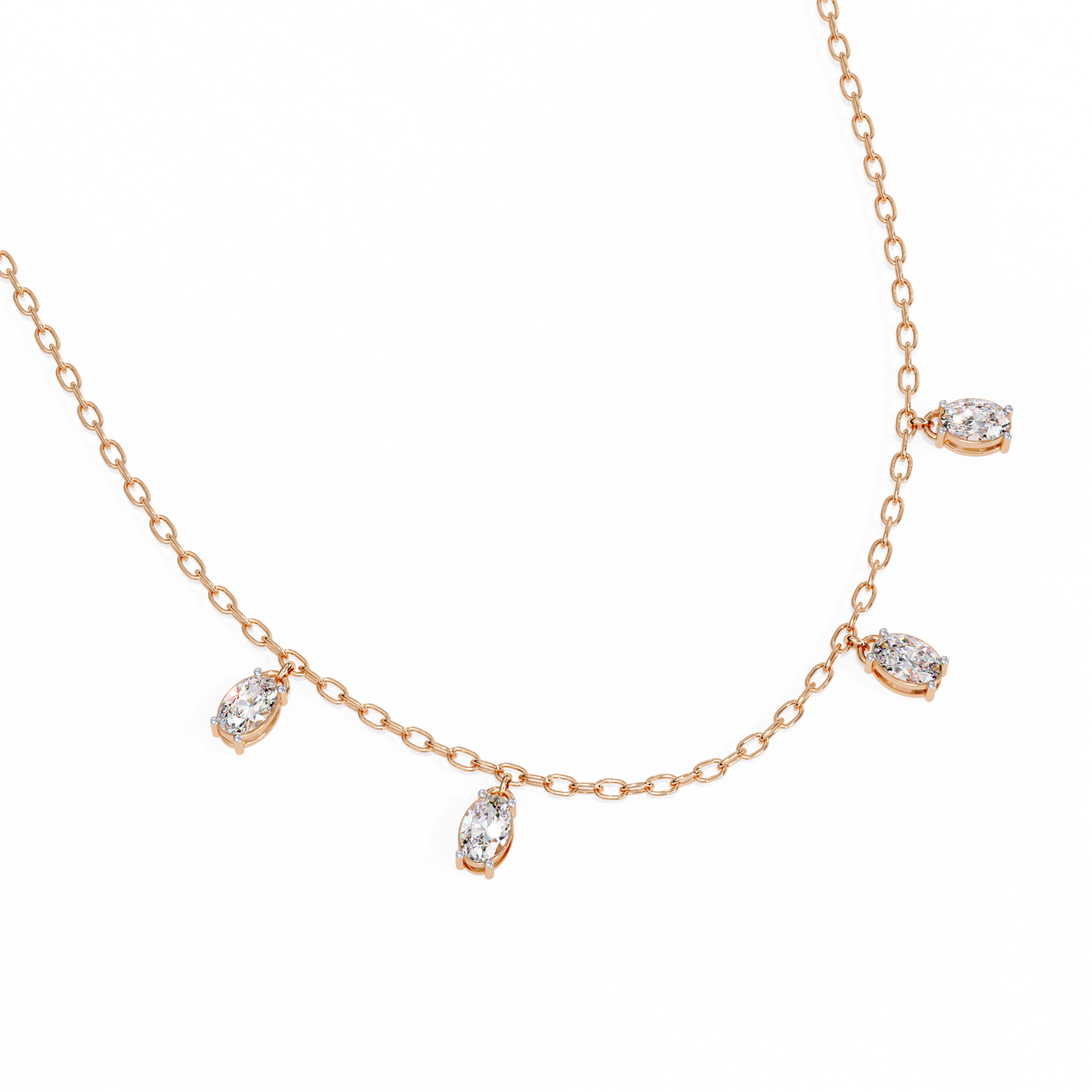 1.45 Carat Oval Cut Lab Grown Diamond 10K Solid Rose Gold Unique Vintage Party Wear Necklace Gift for Her Birthday