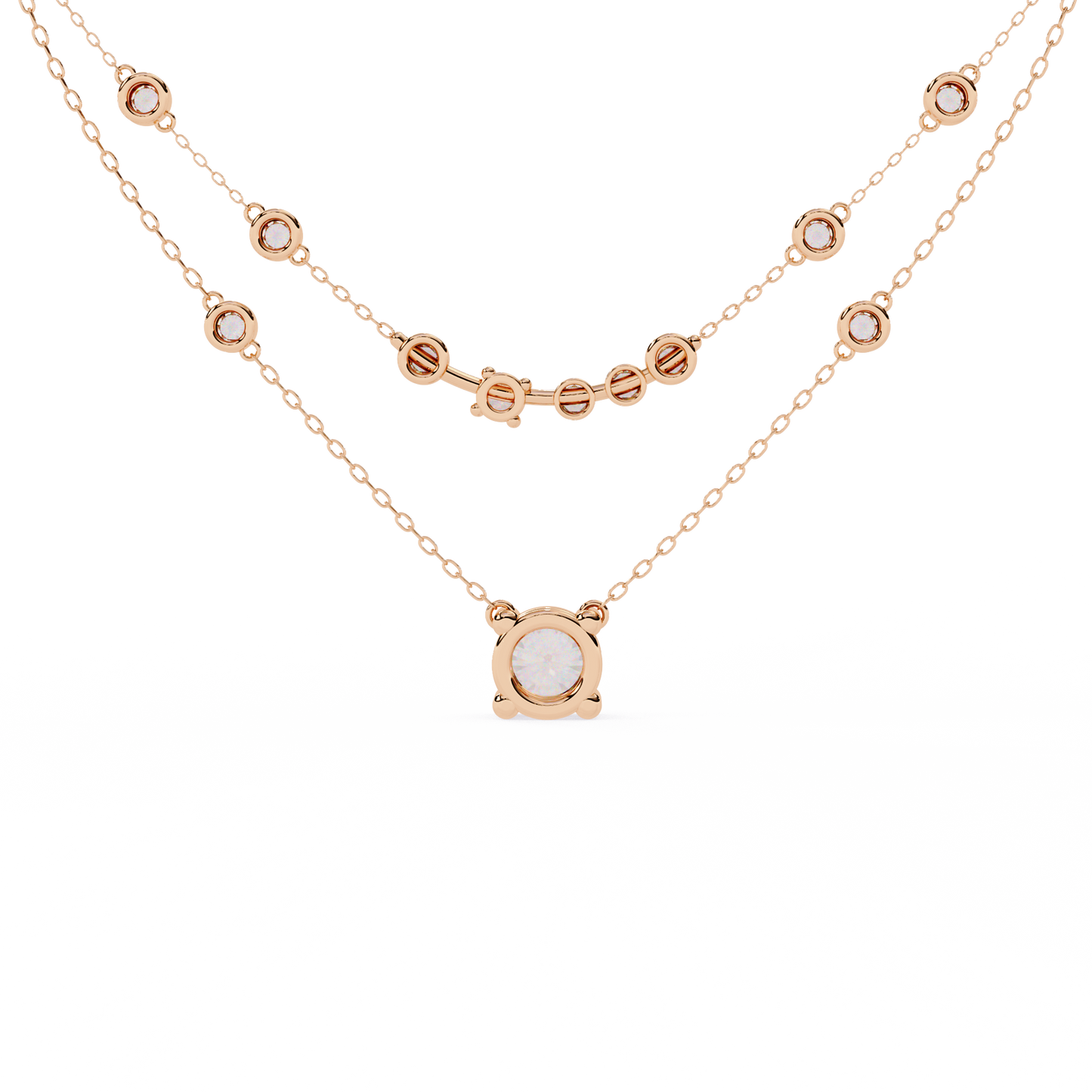 Round Cut 18k Solid White Gold Natural and Lab Grown Diamond Elegance Cluster Minimalist Necklace For Her
